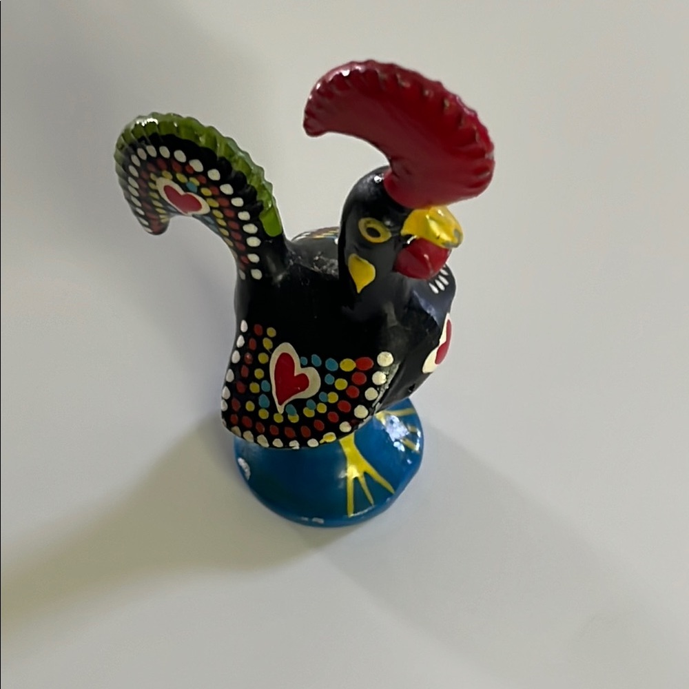 Vintage metal hand, painted rooster